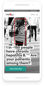 mobile screen mockup of the HepBMD website.