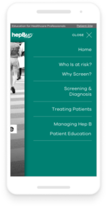 mobile screen mockup of the HepBMD website.