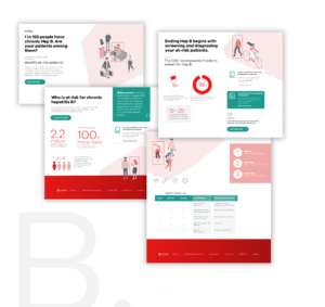 A mood board showing stylistic exploration of page elements such as whimsical illustrations, and light rounded type. Labeled with a watermark "B."